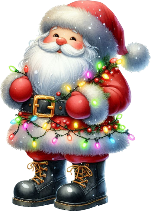Motivtransfer 7647 Santa mit bunten Lichtern