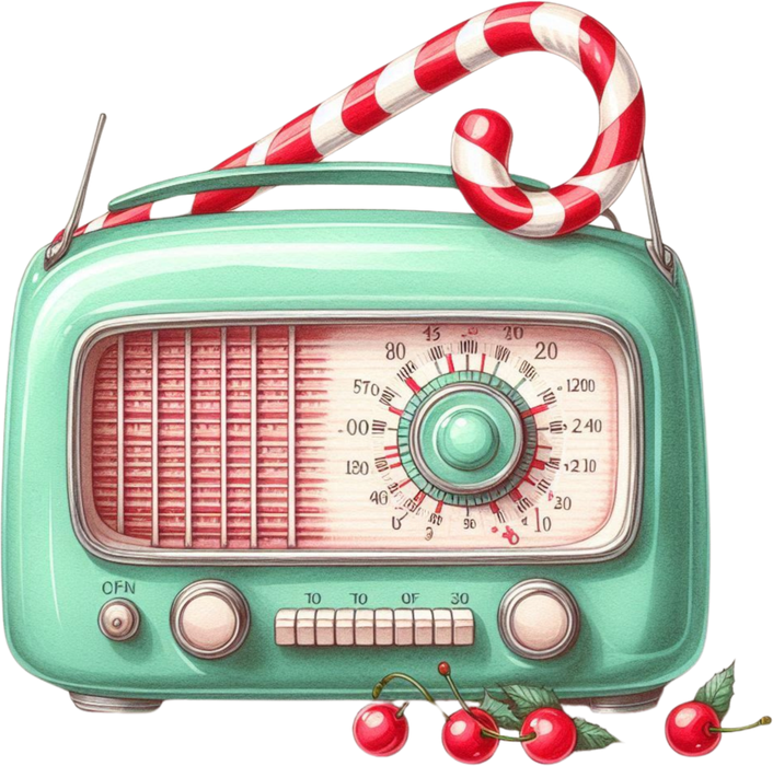 Motivtransfer 7649 Retro Radio mit Zuckerstange