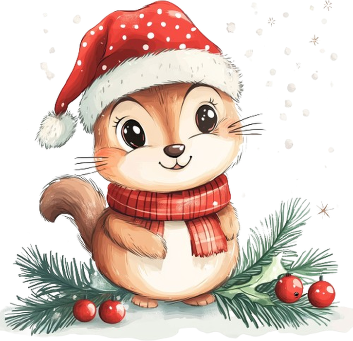 Motivtransfer 7685 Kleines Nagerchen mit Weihnachtsgrün