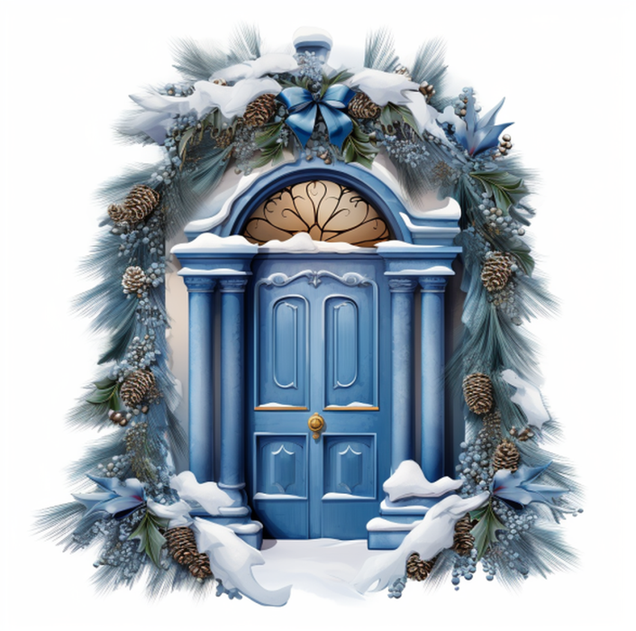 Motivtransfer 7725 Haustür mit Schnee