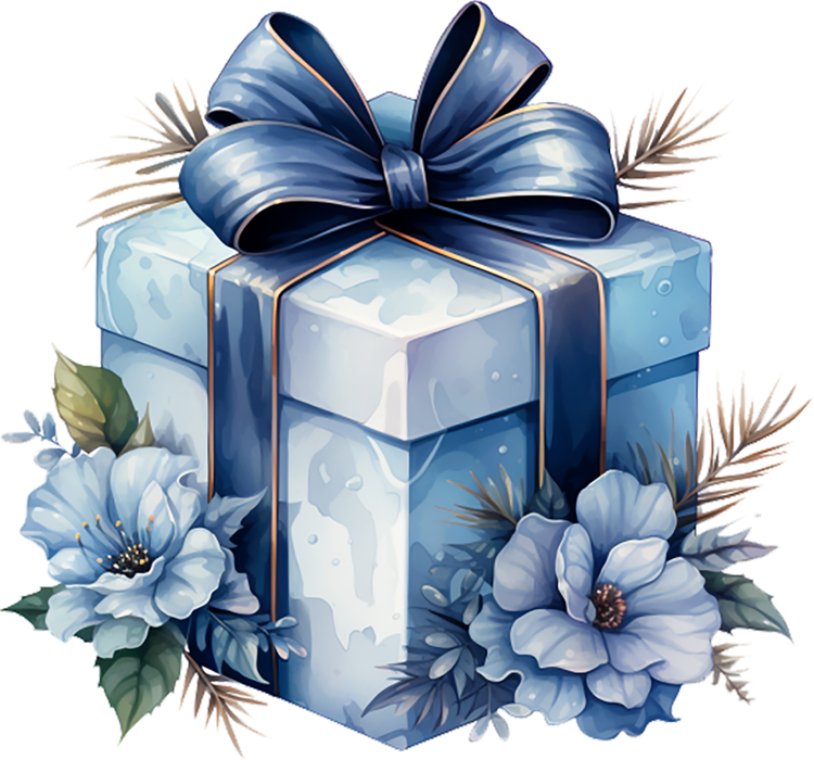 Motivtransfer 7729 Geschenk mit Schleife und Blüten