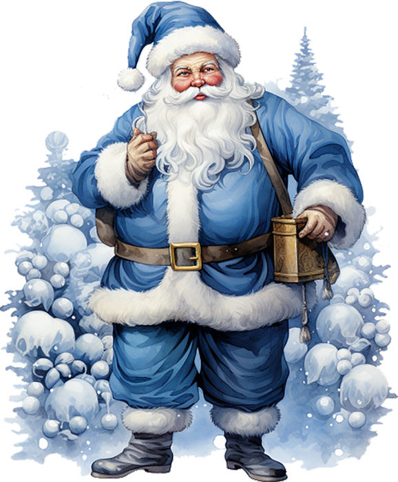 Motivtransfer 7733 Santa in blau im Wald