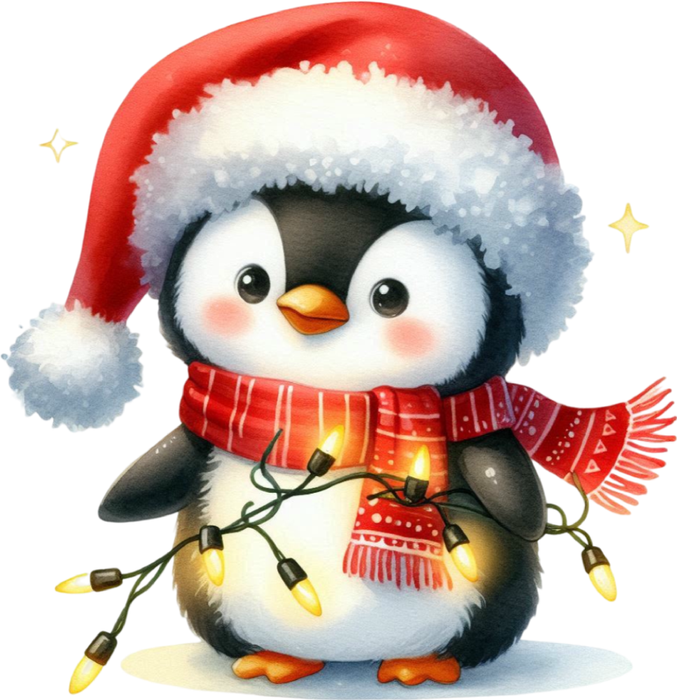 Motivtransfer 7793 Pinguin mit Lichterketten