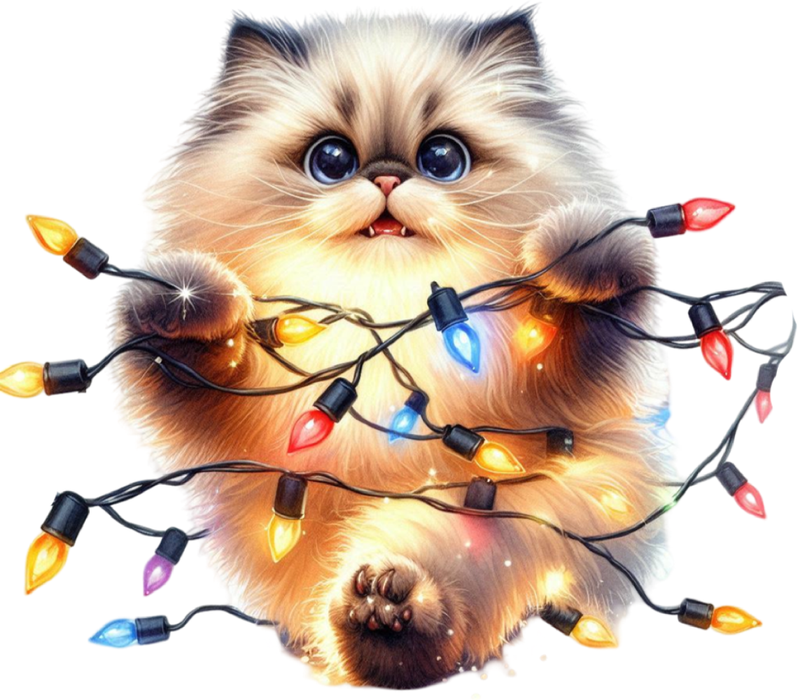 Motivtransfer 7806 Katze entwirrt Lichter