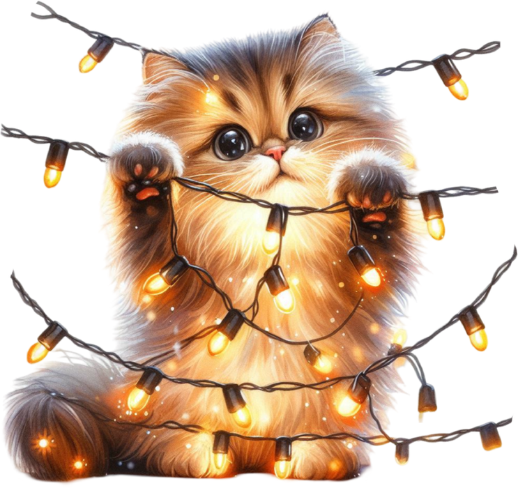 Motivtransfer 7811 Katze hält Lichter fest