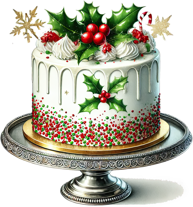 Motivtransfer 7849 Torte mit Weihnachtsgrün