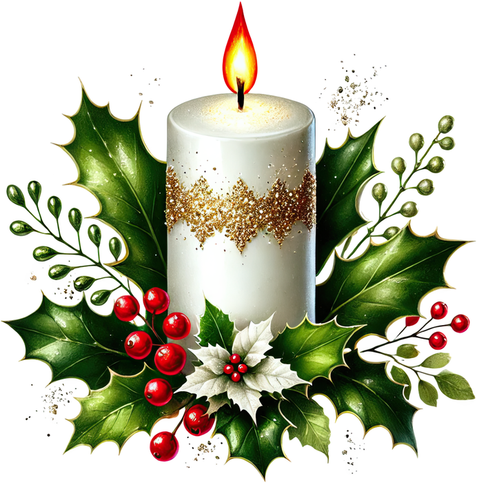 Motivtransfer 7866 Weihnachtskerze mit Weihnachtsgrün