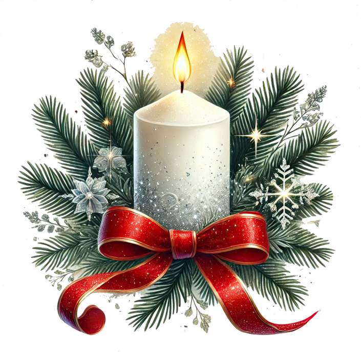Motivtransfer 7867 Weihnachtskerze mit Schleife