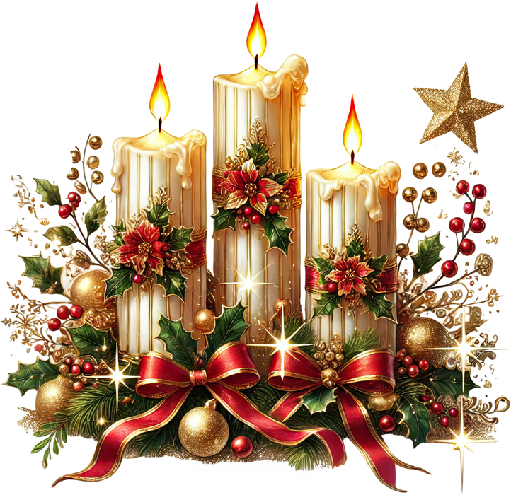 Motivtransfer 7869 Weihnachtskerzen mit Schleifen