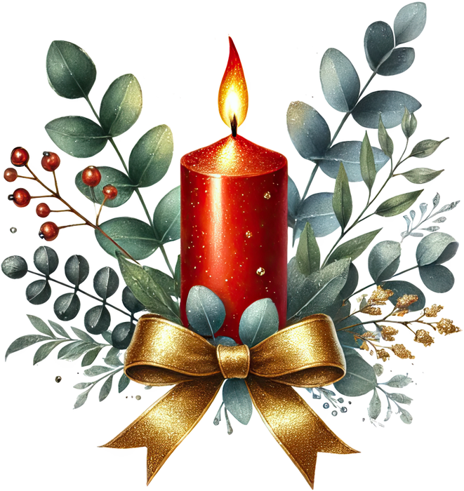 Motivtransfer 7870 Weihnachtskerze mit goldener Schleife