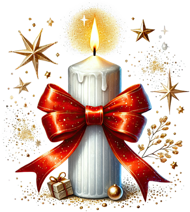 Motivtransfer 7871 Weihnachtskerze mit Schleife