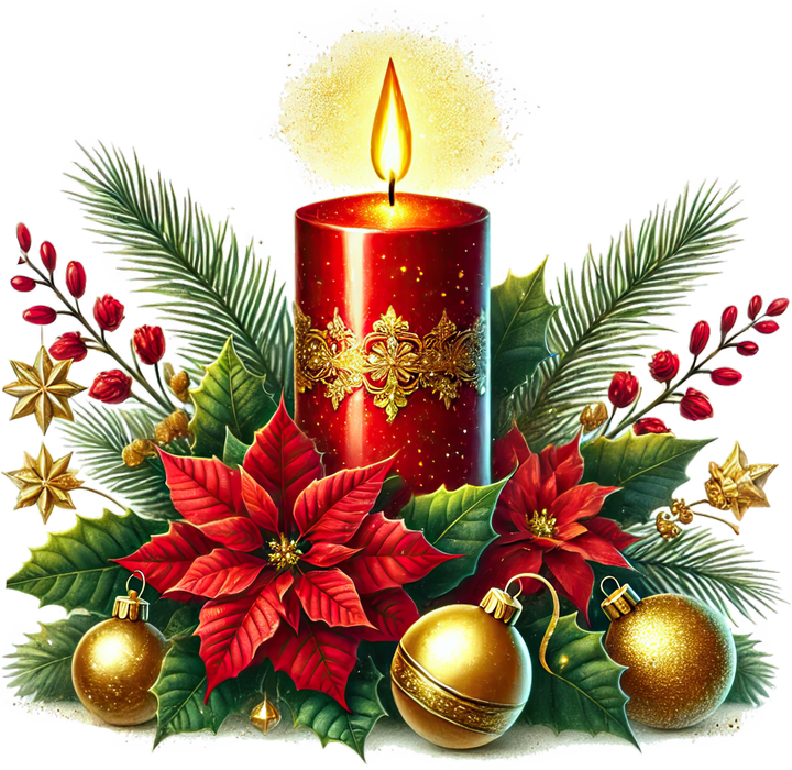 Motivtransfer 7874 Weihnachtskerze rot mit Weihnachtsstern
