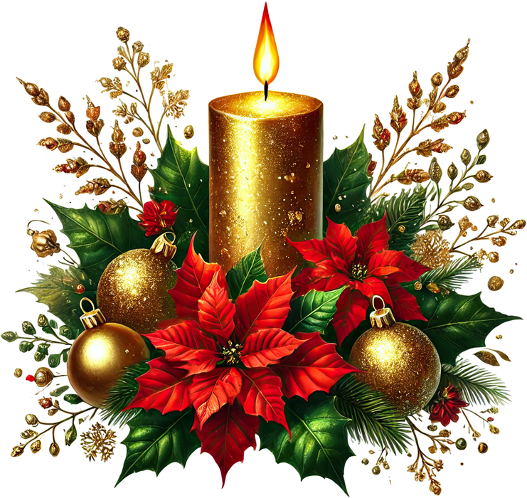 Motivtransfer 7875 Weihnachtskerze gold mit Weihnachtsstern