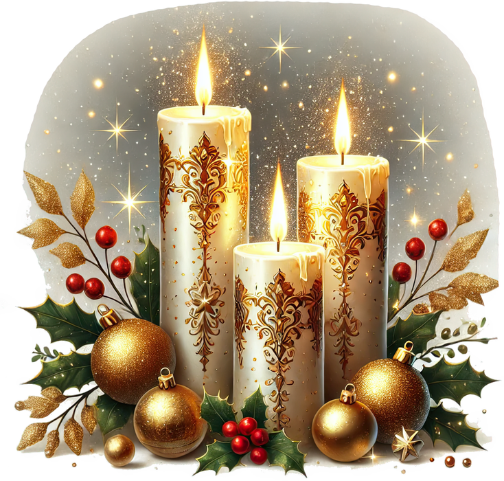 Motivtransfer 7893 Kerzen mit Weihnachtslaub