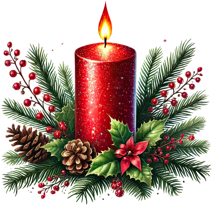 Motivtransfer 7895 Kerze mit Weihnachtslaub