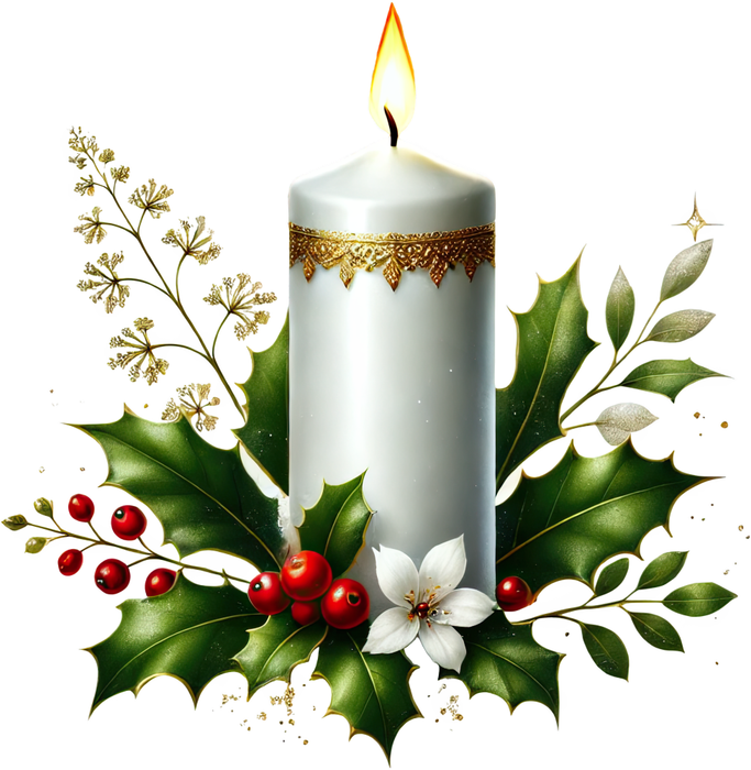 Motivtransfer 7899 Kerze mit Weihnachtslaub