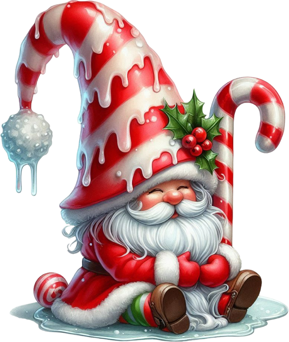 Motivtransfer 7922 Gnom mit Zuckerstange fröhlich