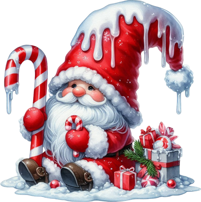 Motivtransfer 7923 Gnom isst eine Zuckerstange und hat Glasur auf sich