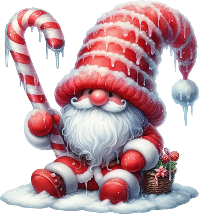 Motivtransfer 7936 Gnom sitzt im Zuckerschnee
