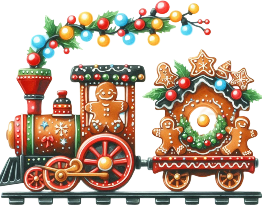 Motivtransfer 7954 Lebkuchenzug mit Tannenrauch
