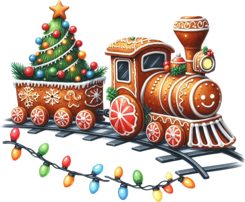 Motivtransfer 7966 Lebkuchenzug mit Tannenbaum