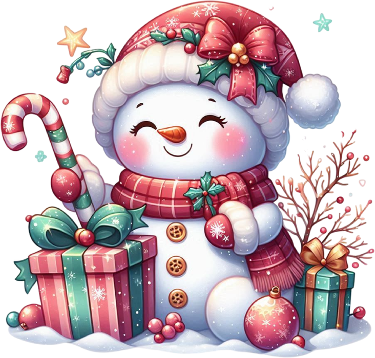 Motivtransfer 7974 Kleiner Schneemann mit Geschenken