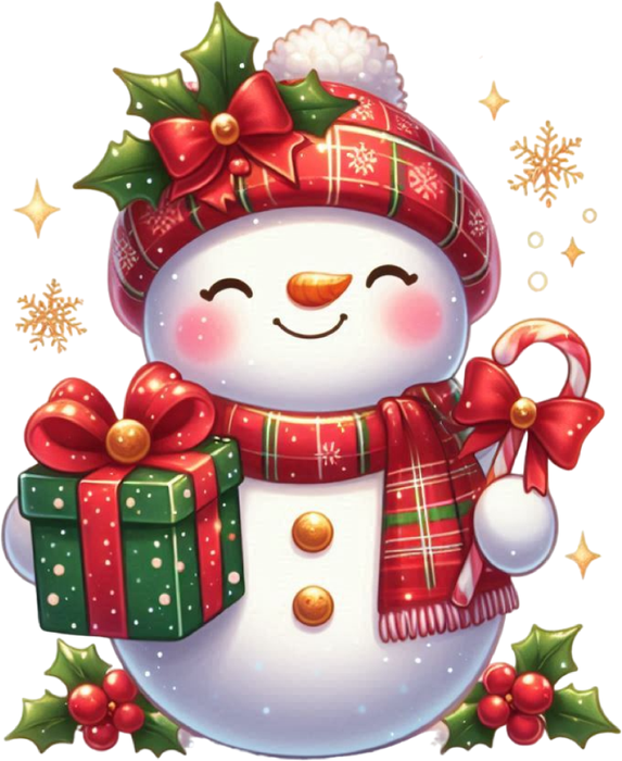 Motivtransfer 7981 Schneemann mit Geschenk und Zuckerstange