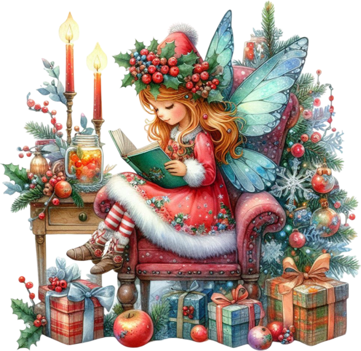 Motivtransfer 7990 Weihnachtsfee mit Tannenbaum