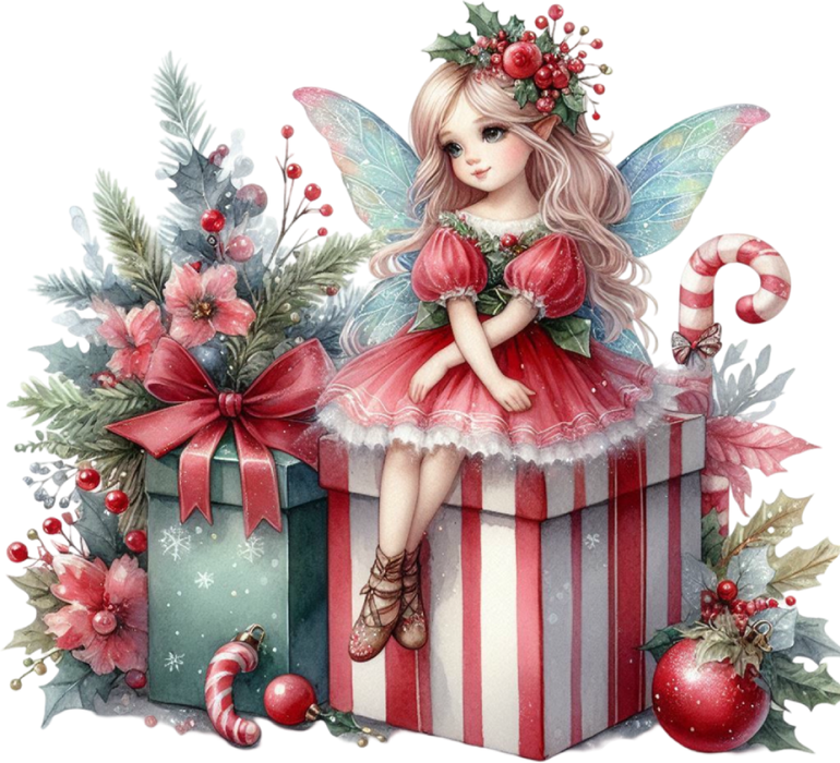 Motivtransfer 7995 Weihnachtsfee auf Geschenk