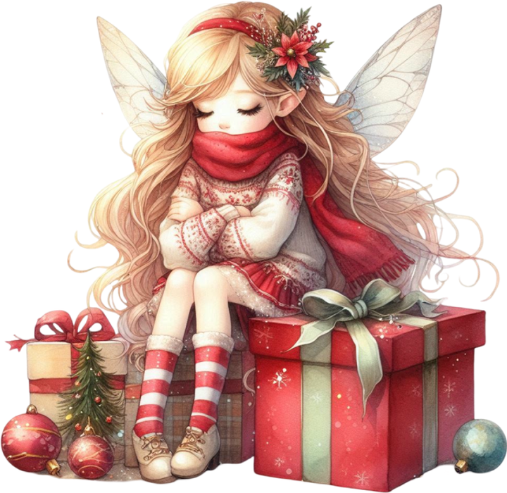 Motivtransfer 8003 Weihnachtsfee mit Geschenk