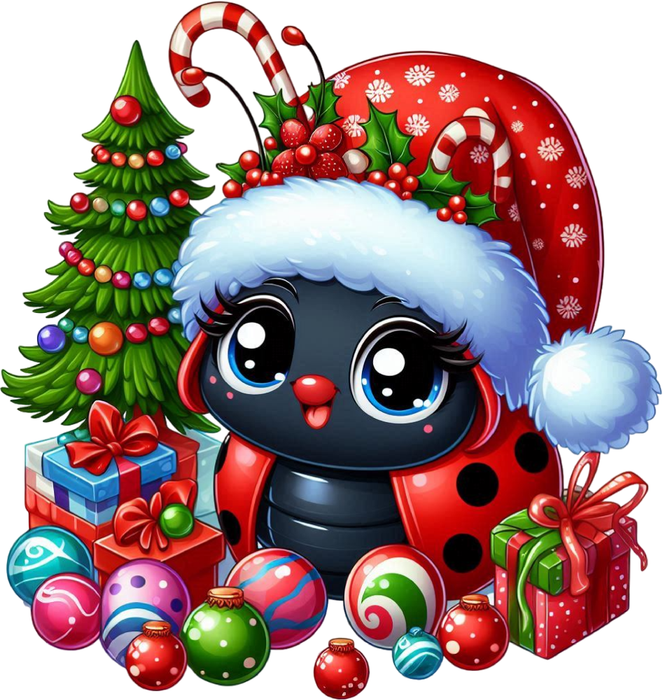Motivtransfer 8011 Kleiner Weihnachtsmarienkäfer mit Geschenken