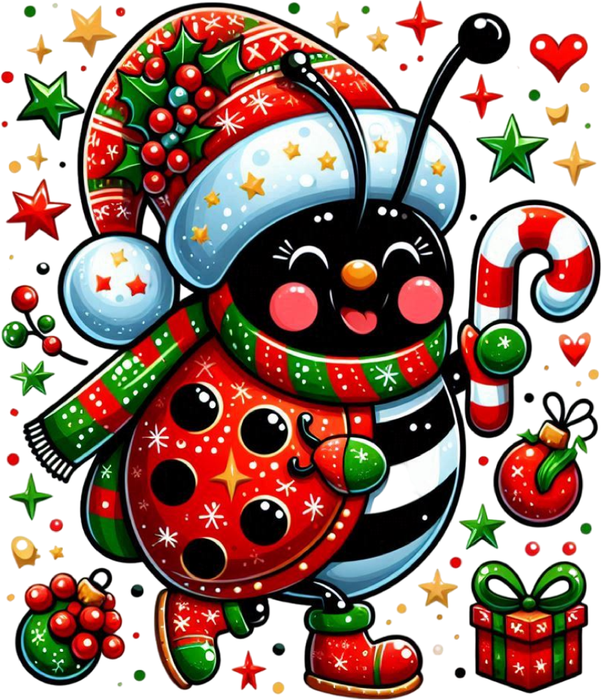 Motivtransfer 8015 Kleiner Weihnachtsmarienkäfer mit Sternen