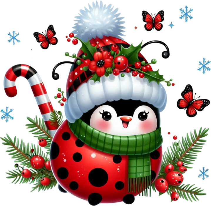 Motivtransfer 8016 Kleiner Weihanchtsmarienkäfer mit Weihnachtsgrün