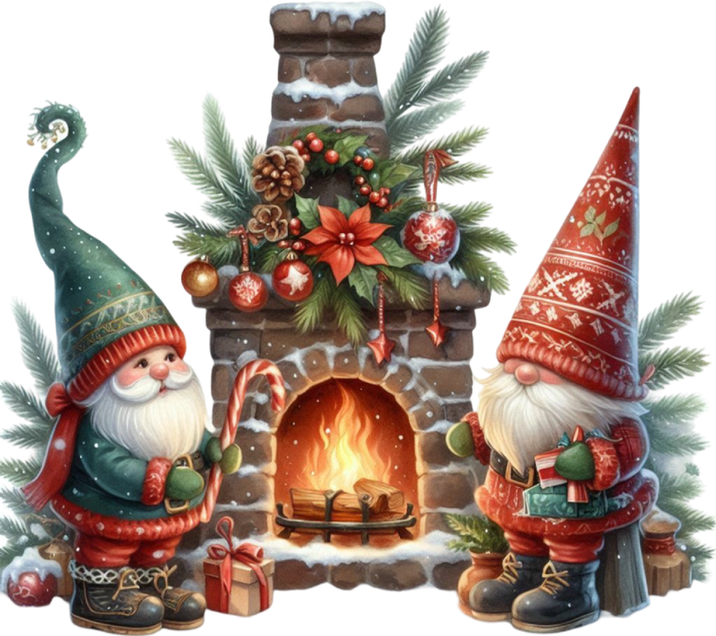 Motivtransfer 8027 Gnome sitzen am Kamin