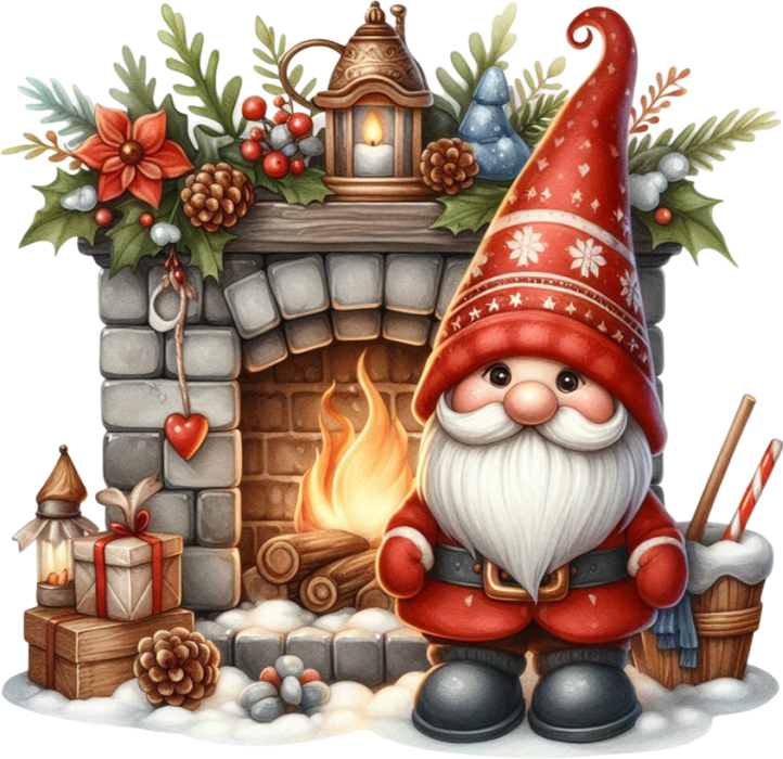 Motivtransfer 8035 Gnom mit Weihnachtsfeuer