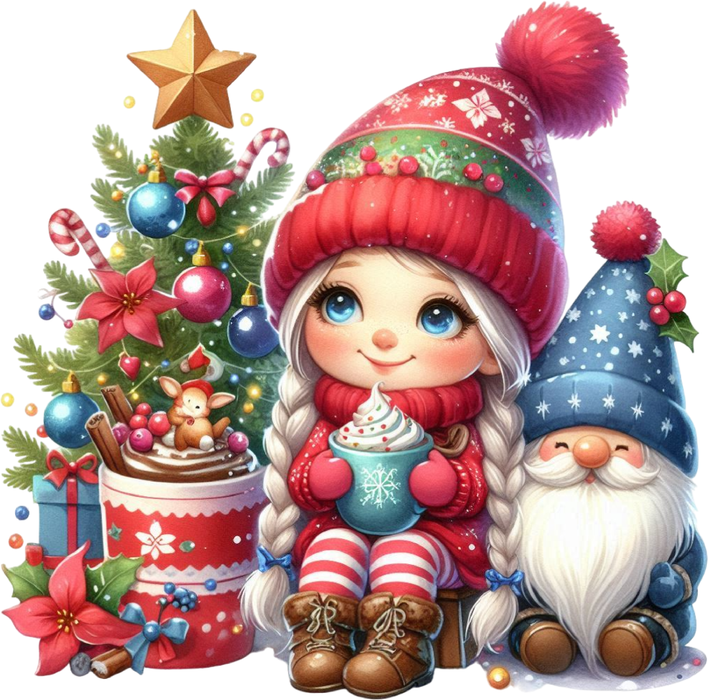 Motivtransfer 8051 Kleine Gnomin am Tannenbaum