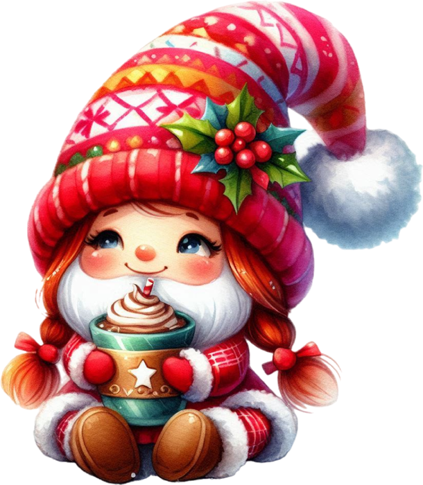 Motivtransfer 8057 Kleine Gnomin mit Kakao