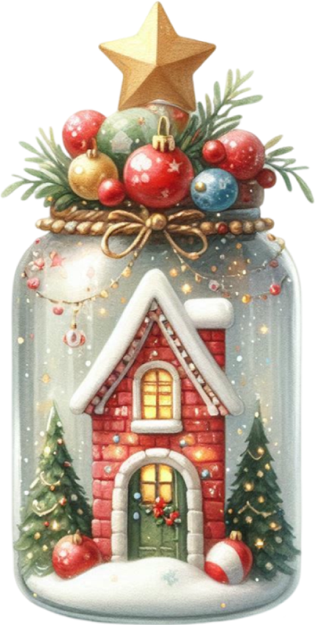 Motivtransfer 8065 Weihnachtsglas mit Häuschen