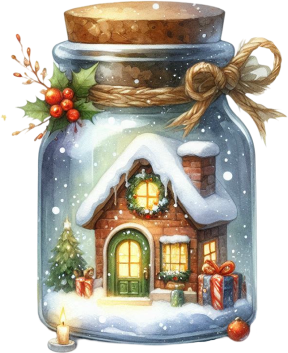 Motivtransfer 8066 Weihnachtsglas mit Dekoration