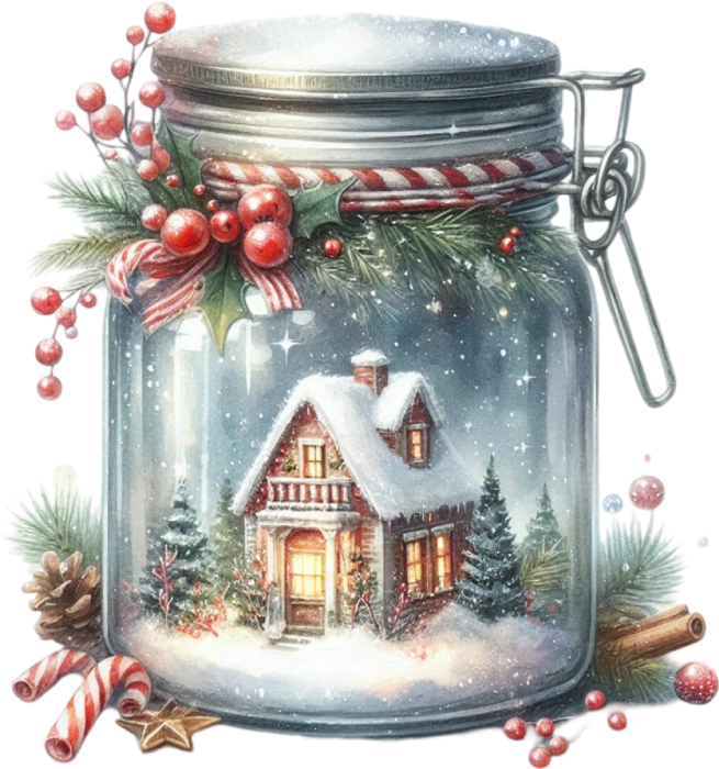 Motivtransfer 8067 Weihnachtsglas mit Dekoration