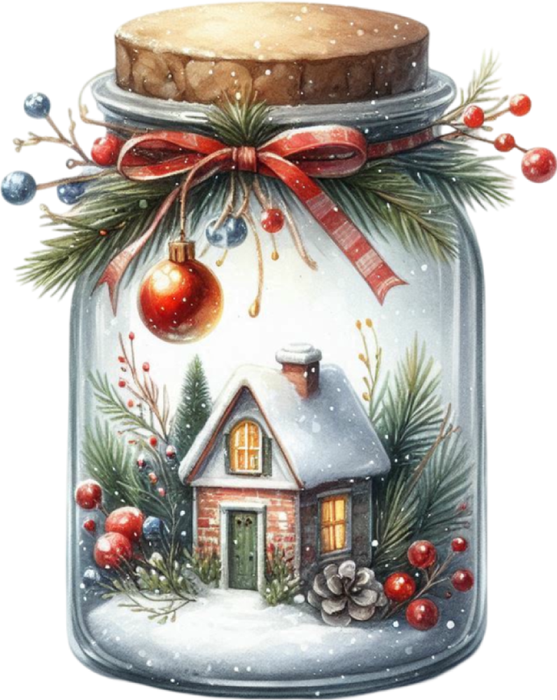Motivtransfer 8068 Weihnachtsglas mit Dekoration