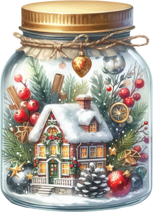 Motivtransfer 8069 Weihnachtsglas mit Dekoration