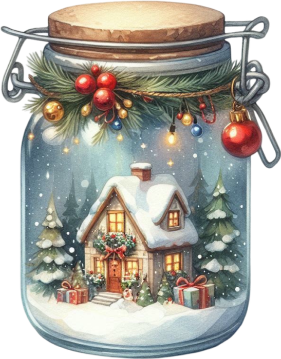Motivtransfer 8070 Weihnachtsglas mit Dekoration
