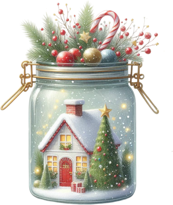 Motivtransfer 8072 Weihnachtsglas mit Dekoration