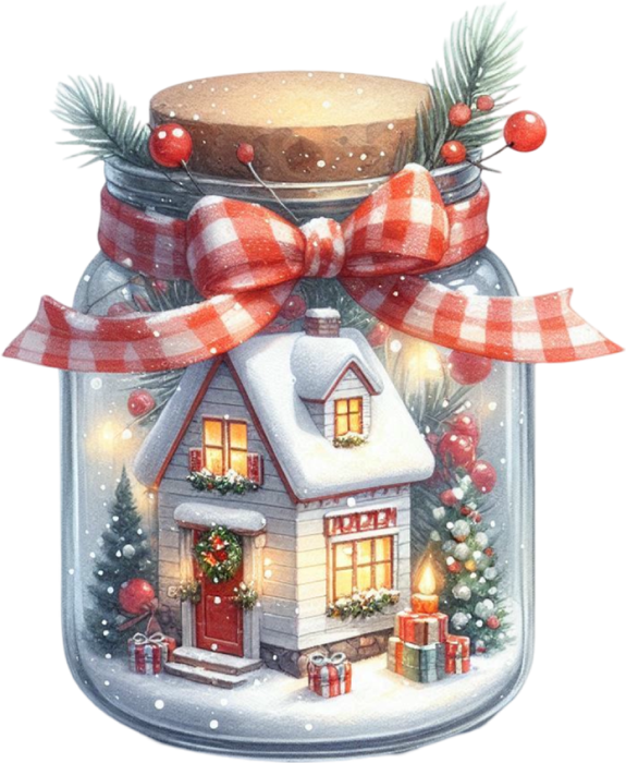 Motivtransfer 8073 Weihnachtsglas mit Dekoration