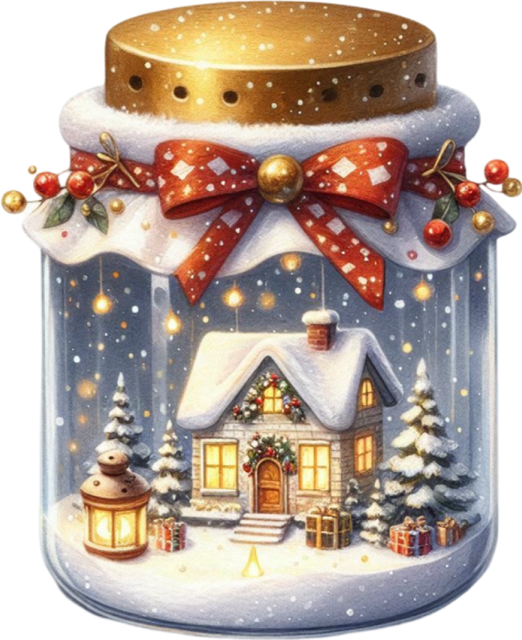 Motivtransfer 8074 Weihnachtsglas mit Dekoration