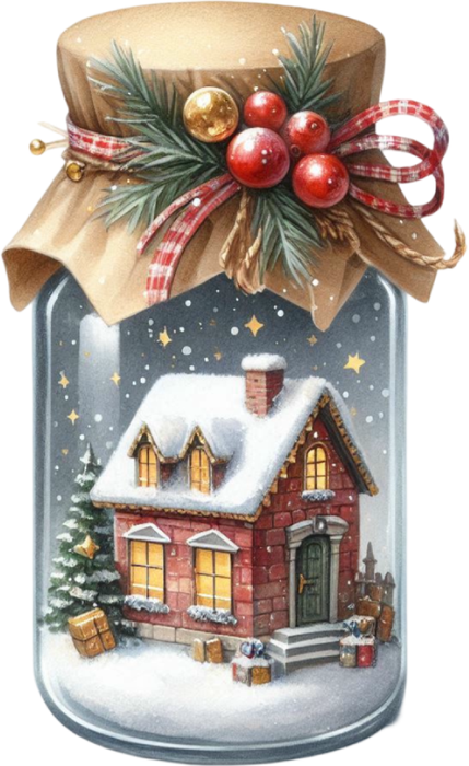 Motivtransfer 8075 Weihnachtsglas mit Dekoration