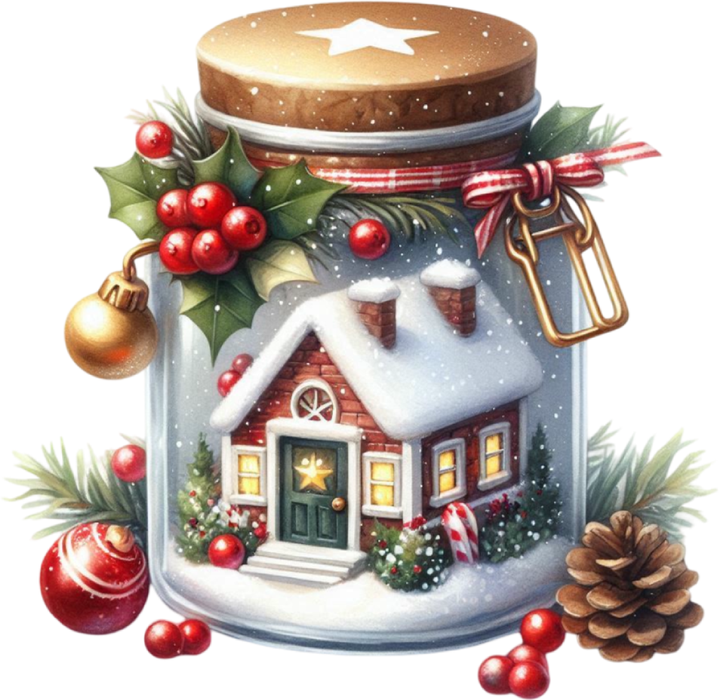 Motivtransfer 8077 Weihnachtsglas mit Dekoration