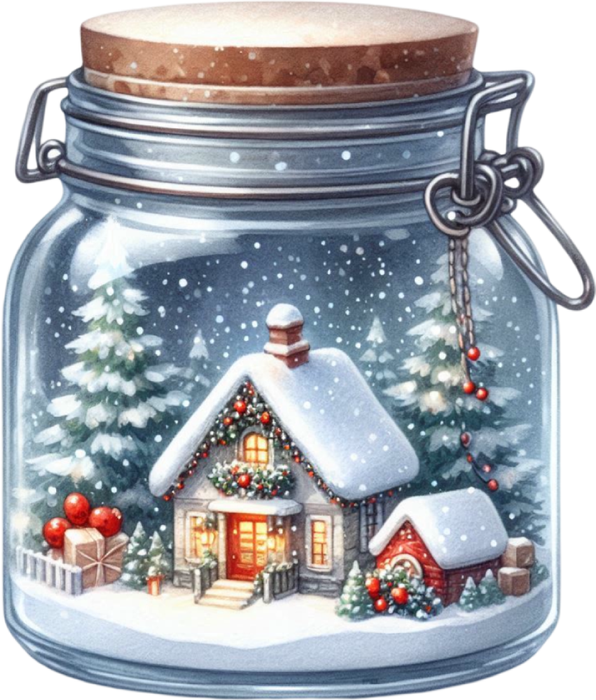 Motivtransfer 8078 Weihnachtsglas mit Dekoration