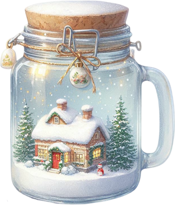 Motivtransfer 8079 Weihnachtsglas mit Dekoration